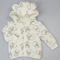 F32563:  Baby Sheep Print Hooded Cuddle Fleece Jacket (6-24 Months)